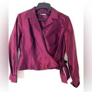 Kate Hill Silk Shantung Jacket Burgundy